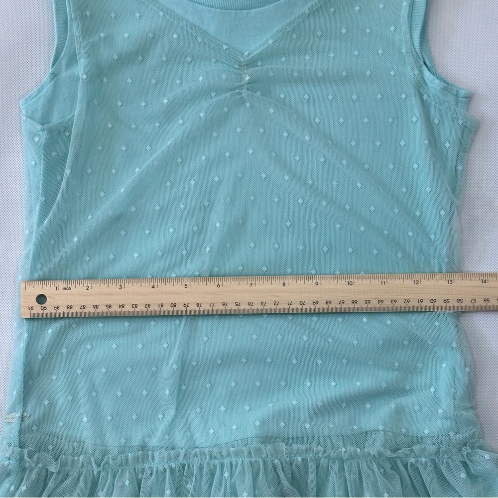 American Girl Truly Me Spring Breeze Dress Girls Size 10 Aqua Mesh Ruffle - Picture 12 of 14